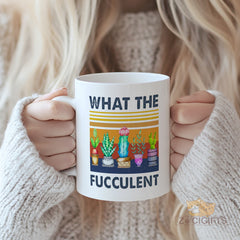 What The Fucculent Mug - Funny Plant Lover Gift - Sassy Succulent Coffee Cup for Gardeners, Plant Parents & Botany Enthusiasts - Perfect Gift for Plant Nerds with a Sense of Humor