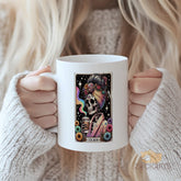 "Gothic Tarot Card 'The Mom' Mug - Skeleton Mom with Floral & Coffee Design Coffee Cup for Moms, Gift Idea for Mother's Day, Birthdays, Mom Appreciation in North America & Europe"