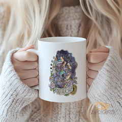"Mystical Mothership Mug - Cosmic Floral Design Coffee Cup for Moms, Space Enthusiasts, Gift Idea for Mother's Day, Birthdays, Spiritual Style Lovers in North America & Europe"