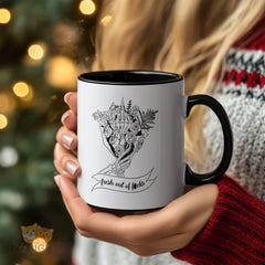 "Gothic Skeleton Hand Floral Mug - 'Fresh Out Of Fucks' Dark Humor Coffee Cup for Sarcastic Humor Lovers, Gift Idea for Birthdays, Halloween in North America & Europe"