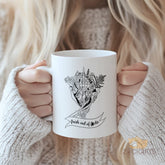 "Gothic Skeleton Hand Floral Mug - 'Fresh Out Of Fucks' Dark Humor Coffee Cup for Sarcastic Humor Lovers, Gift Idea for Birthdays, Halloween in North America & Europe"
