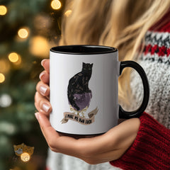 Witchy Black Cat Mug - "I Make My Own Luck" Occult Gothic Coffee Mug for Cat Lovers, Mystical Crystal Ball Ceramic Tea Cup Gift for Women & Men in USA & Europe