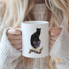 Witchy Black Cat Mug - "I Make My Own Luck" Occult Gothic Coffee Mug for Cat Lovers, Mystical Crystal Ball Ceramic Tea Cup Gift for Women & Men in USA & Europe