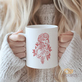 “Mama Strong” Tattoo-Style Mug - Empowering Mom Ceramic Coffee Mug with Feminine Art, Gift for Mothers in USA and Europe