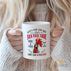 Funny Rooster - Cussing Mug for Adults, Humorous and Bold Coffee Cup, Perfect Gift for Those Who Don't Give a F?*?, Unique Home Decor and Novelty Item, High - Quality Ceramic