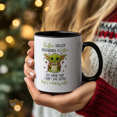 Funny Baby Yoda "Don't Give Eeffoc" Coffee - Lover's Ceramic Mug for Cozy Mornings, Unique Gift Idea, 11oz, Perfect for Star Wars Fans, Cuteness Filled with Coffee Humor
