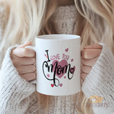 I Love You Mom Ceramic Mug - Heart - Design, Perfect Gift for Mothers' Day, Birthdays, or Just Because - High - Quality and Microwave Safe - Ideal Gift for Moms