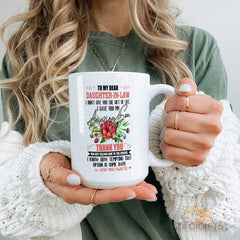 To My Dear Daughter - in - Law Mug: A Heartfelt Thank You Gift for the Amazing Son's Wife, Funny and Loving Design, Perfect for Family, Birthday or Special Occasion