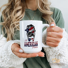 All American Mama Mug - Patriotic Coffee Cup with USA Flag Design, Perfect Gift for Mothers on Independence Day, Birthday or Any Occasion - High - Quality Ceramic Mug