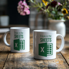 Funny Excel Freak in the Sheets Mug - Ideal Gift for Office Workers, Data Analysts, and Spreadsheet Enthusiasts - High-Quality Ceramic Mug for Coffee and Tea