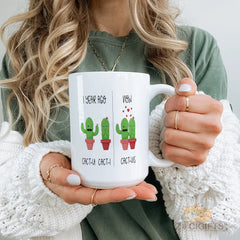 Cute Couples Cactus Mug - Funny 'Cact-Us' Pun Design, Perfect for Anniversaries, Weddings & Valentine's Day Gifts - Love-Themed Coffee Cup with Heartwarming Illustrations