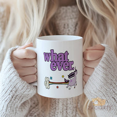 Whimsical Unicorn "Whatever" Mug - Funny Novelty Coffee Cup for Office, Home, or as a Unique Gift - High-Quality Ceramic Mug with Colorful Design