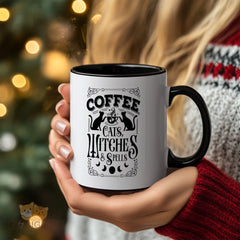 Magical Coffee Mug - Cats, Witches & Spells Design, Perfect for Halloween and Cozy Mornings, High-Quality Ceramic Mug for Coffee Lovers