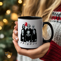 Scary Movie Characters Friends Mug - Unique Horror Fan Gift, Durable Ceramic Coffee Cup for Halloween, Home Office Decoration, Birthday Present for Horror Enthusiasts