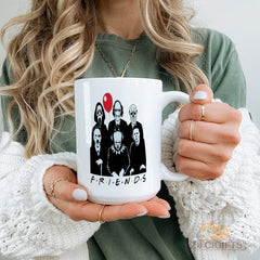 Scary Movie Characters Friends Mug - Unique Horror Fan Gift, Durable Ceramic Coffee Cup for Halloween, Home Office Decoration, Birthday Present for Horror Enthusiasts