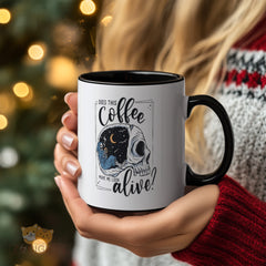 Unique Skull - Design Coffee Mug: "Does This Coffee Make Me Look Alive?" - Ideal Gift for Coffee Lovers and Goth Enthusiasts, High - Quality Ceramic Mug for Daily Use