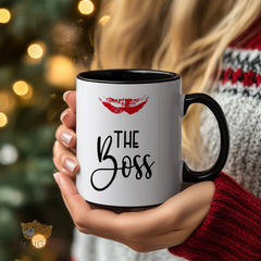 The Boss Lip Print Ceramic Mug - Perfect Gift for Female Entrepreneurs, Boss Ladies, or Office Desk Decor - Funny & Inspirational Mug for Coffee or Tea