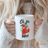 Oh For Sake Fox Design Mug, Funny Quote Mug, Cute Animal Mug, Unique Gift for Friends, Cozy Home Mug, Durable Ceramic Mug