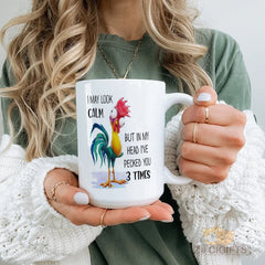 Funny Rooster Mug - Calm - Looking but Playful Inside - Unique Gift for Chicken Lovers and Humor - Enthusiasts, High - Quality Ceramic Coffee Cup