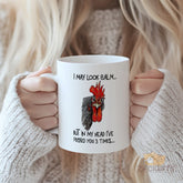 I May Look Calm But In My Head I've Pecked You 3 Times Funny Chicken Mug | Novelty Gift for Chicken Lovers, Friends, Family & Coworkers | Premium Ceramic Coffee Mug with Humorous Slogan