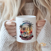 Welcome to Retirement Beach Mug - Perfect Gift for Retirees, Featuring Vintage Camper and Tropical Sunset Design, Durable Ceramic Coffee Cup for Cozy Mornings