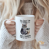 Funny Cat Mug - "You Smell Like Drama And a Headache Please get away from me" Novelty Coffee Cup, Perfect Gift for Cat Lovers and Those with a Sense of Humor, High - Quality Ceramic Mug for Daily Use