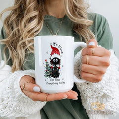 Christmas - themed Mug with "It's Fine" Cat Design, Funny and Cozy Home Decor for the Festive Season, High - quality Ceramic Mug Perfect for Coffee and Tea Lovers