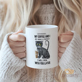 Funny Cat Mug with Sassy Quote - "Shhh... My Coffee and I Are Having a Moment, I'll Deal With You Later" - Perfect for Coffee - Loving Cat Enthusiasts, Ideal Gift for Cat Lovers, Durable Ceramic Mug