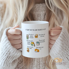 6 Signs You Are Secretly a Cat Funny Cat Lover Mug, Perfect Gift for Cat Moms, Cat Dads, Kitten Owners - Unique Cat - Themed Coffee Mug for Cozy Mornings, Tea Time