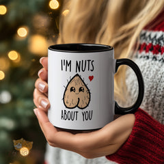 I'm Nuts About You Cute Novelty Mug - Funny Valentine's Day Gift for Her/Him, Kawaii Coconut - Shaped Design with Heart, Perfect for Coffee Lovers & Couples