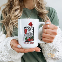 Feeling Jolly Skeleton Mug - Festive Christmas Design for Hot Cocoa Lovers - Unique and Humorous Skeleton Mug for the Holiday Season