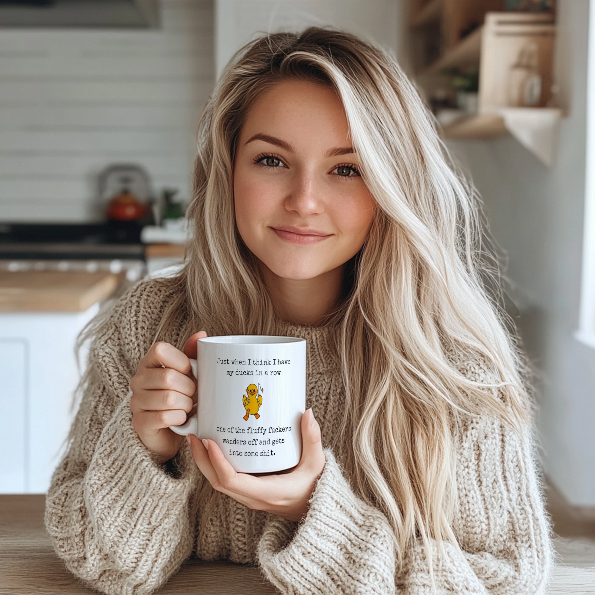 Ducks in a Row Mug - Funny Snarky Coffee Cup - Sarcastic Office Gift for Coworkers, Bosses & Perfectionists - Witty Humor Mug for Type A Personalities - Perfect Desk Accessory