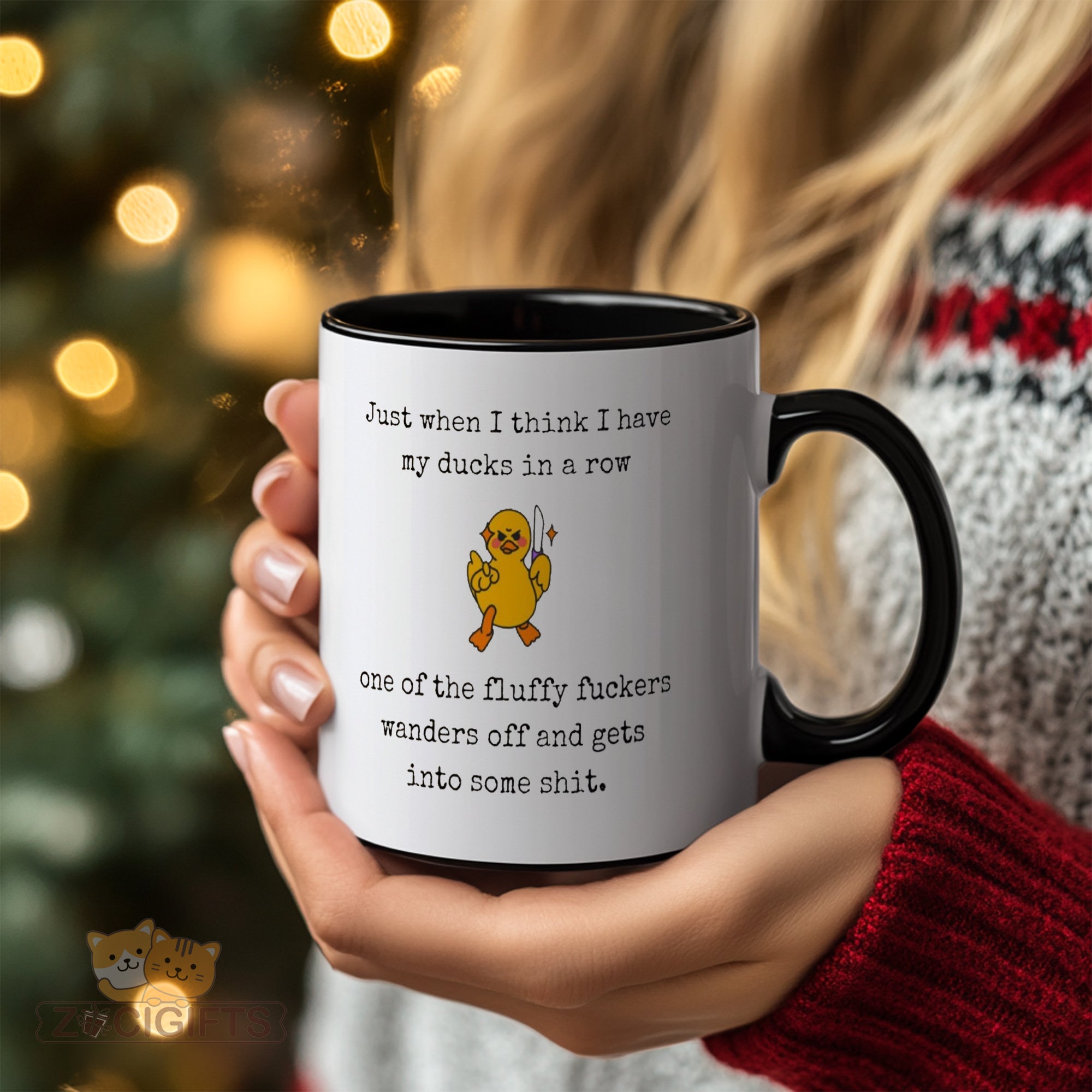 Ducks in a Row Mug - Funny Snarky Coffee Cup - Sarcastic Office Gift for Coworkers, Bosses & Perfectionists - Witty Humor Mug for Type A Personalities - Perfect Desk Accessory