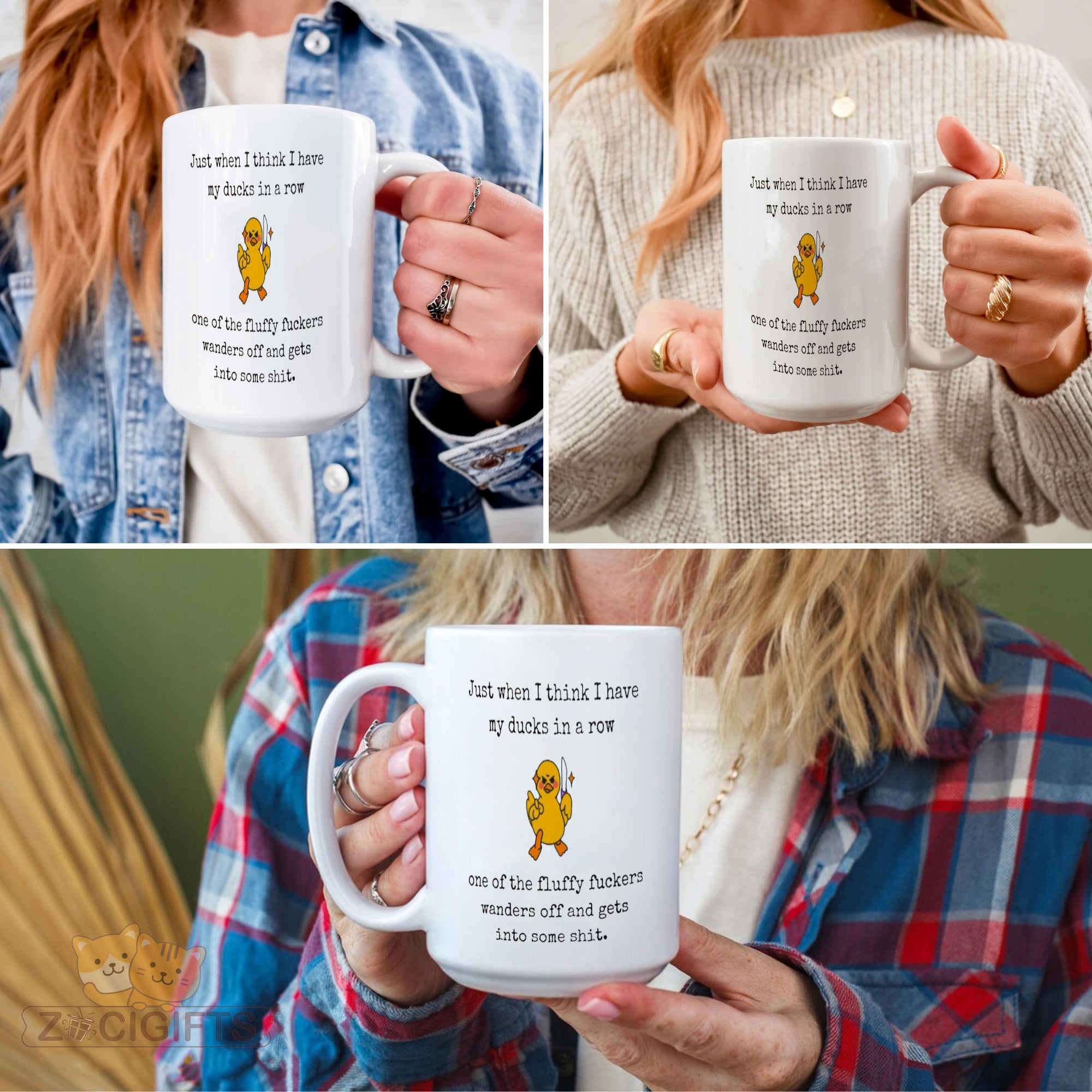 Ducks in a Row Mug - Funny Snarky Coffee Cup - Sarcastic Office Gift for Coworkers, Bosses & Perfectionists - Witty Humor Mug for Type A Personalities - Perfect Desk Accessory