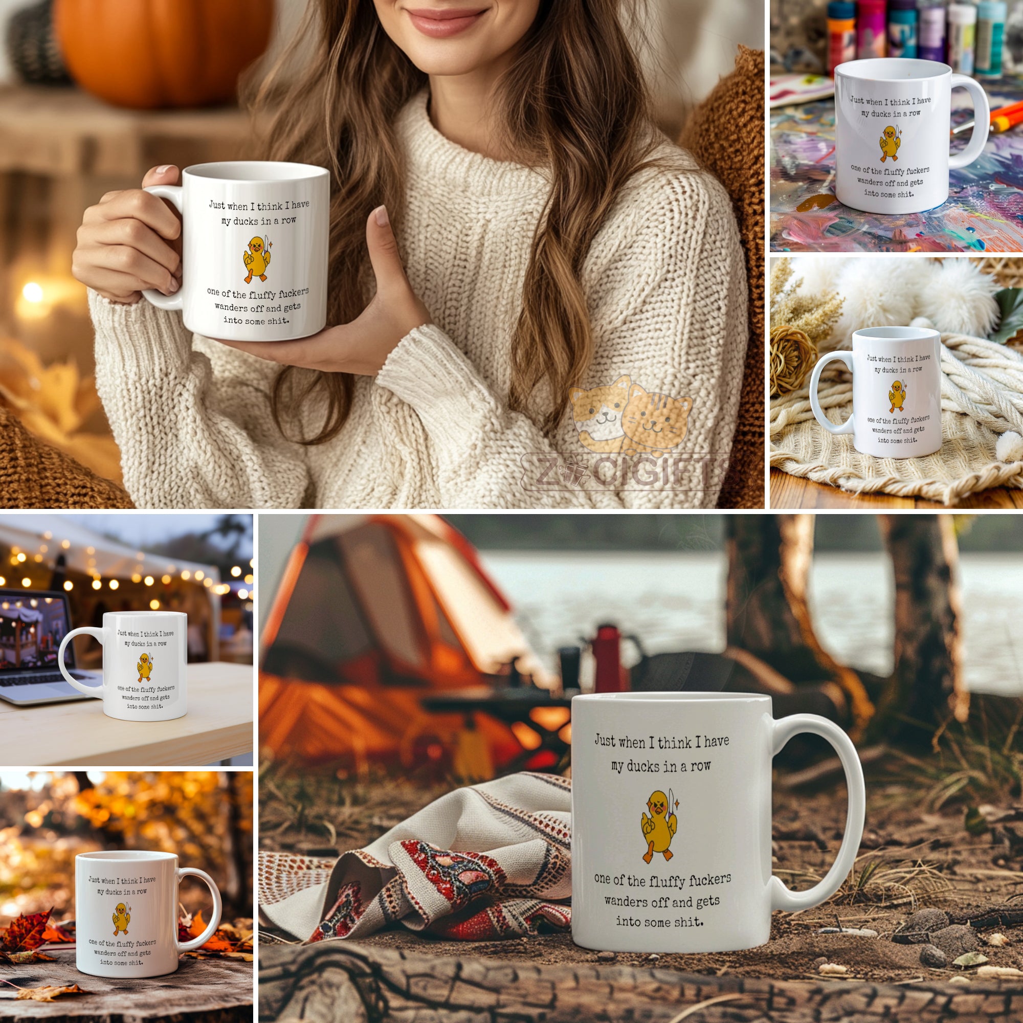 Ducks in a Row Mug - Funny Snarky Coffee Cup - Sarcastic Office Gift for Coworkers, Bosses & Perfectionists - Witty Humor Mug for Type A Personalities - Perfect Desk Accessory