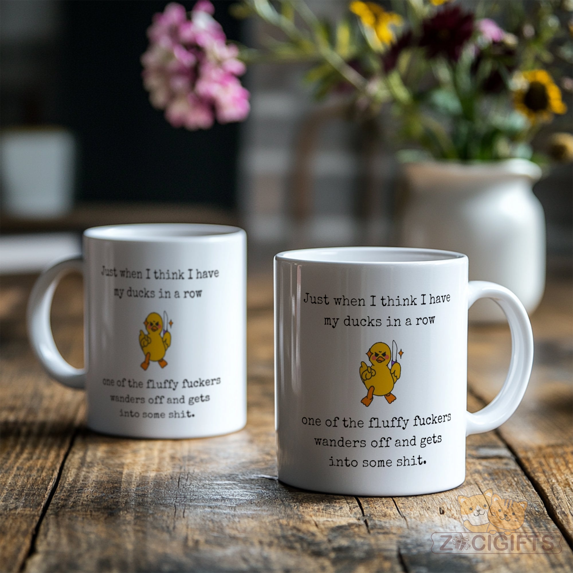 Ducks in a Row Mug - Funny Snarky Coffee Cup - Sarcastic Office Gift for Coworkers, Bosses & Perfectionists - Witty Humor Mug for Type A Personalities - Perfect Desk Accessory
