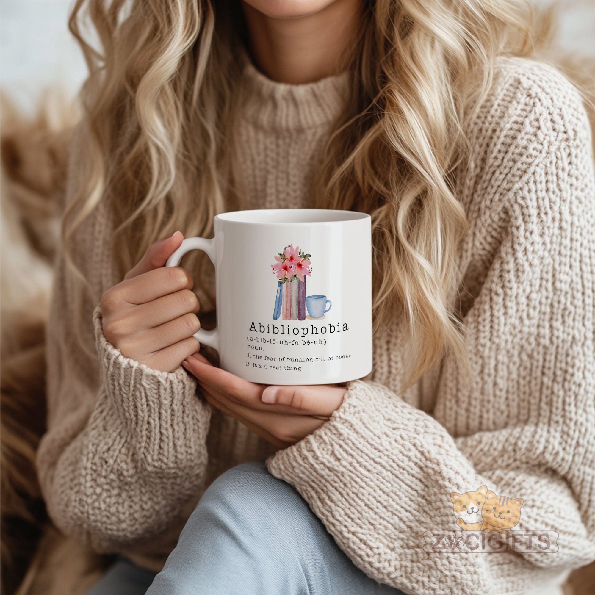 Abibliophobia Definition Mug - Book Lover Gift for Bibliophiles - Funny Reading Phobia Coffee Cup - Ceramic Mug for Librarians, English Teachers & Bookworms - Perfect Literary Gift