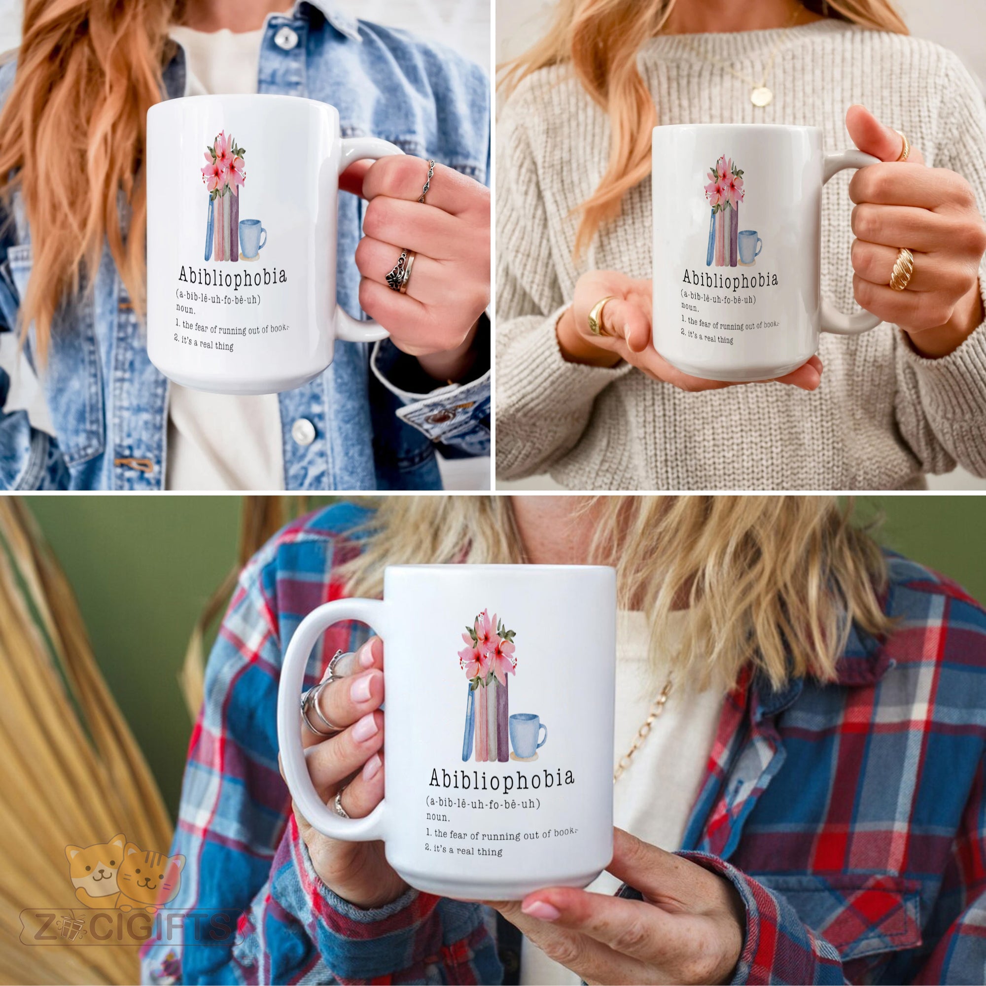 Abibliophobia Definition Mug - Book Lover Gift for Bibliophiles - Funny Reading Phobia Coffee Cup - Ceramic Mug for Librarians, English Teachers & Bookworms - Perfect Literary Gift