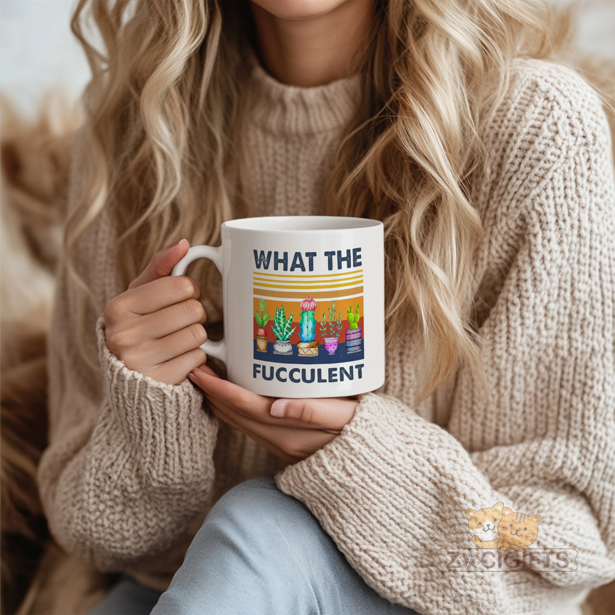 What The Fucculent Mug - Funny Plant Lover Gift - Sassy Succulent Coffee Cup for Gardeners, Plant Parents & Botany Enthusiasts - Perfect Gift for Plant Nerds with a Sense of Humor
