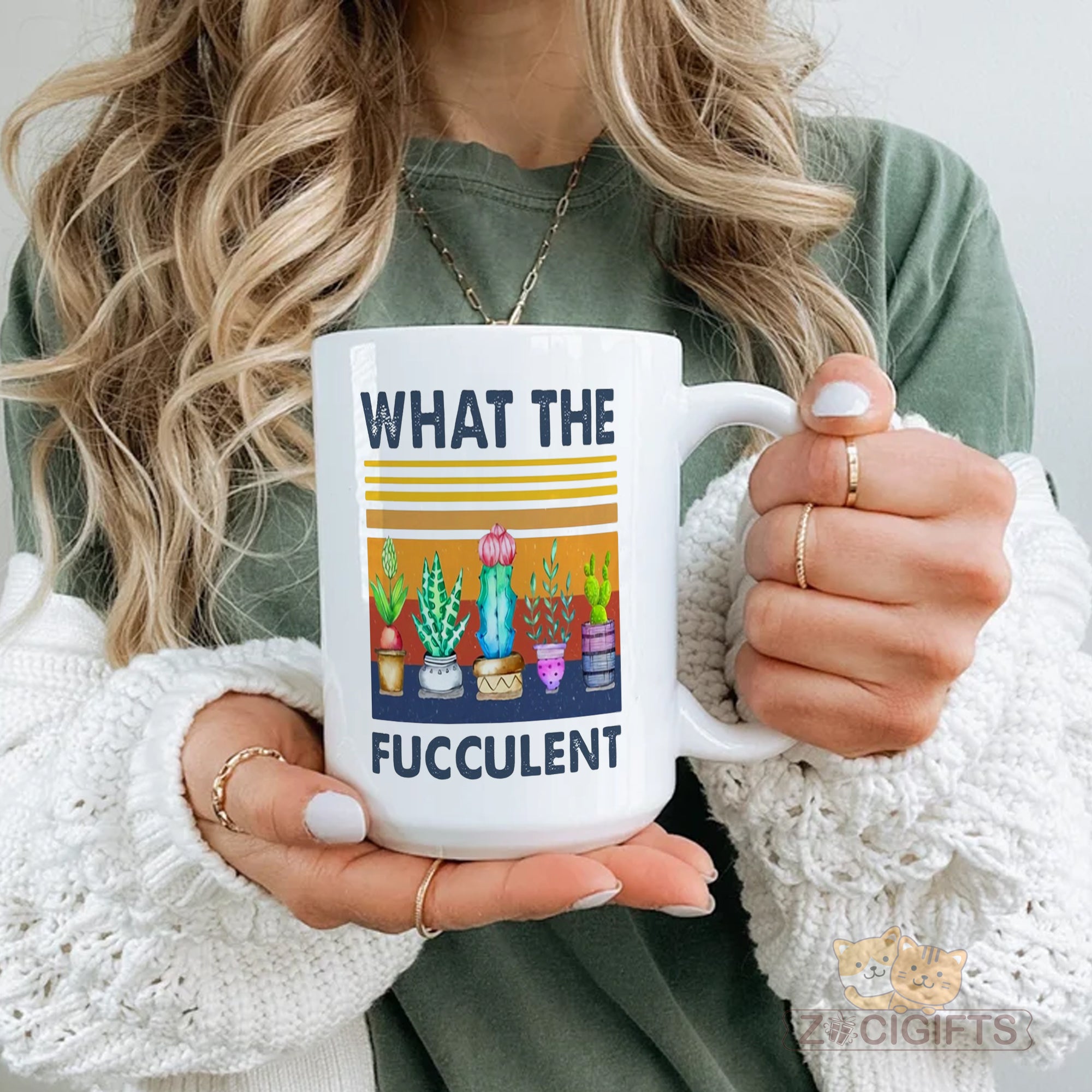 What The Fucculent Mug - Funny Plant Lover Gift - Sassy Succulent Coffee Cup for Gardeners, Plant Parents & Botany Enthusiasts - Perfect Gift for Plant Nerds with a Sense of Humor