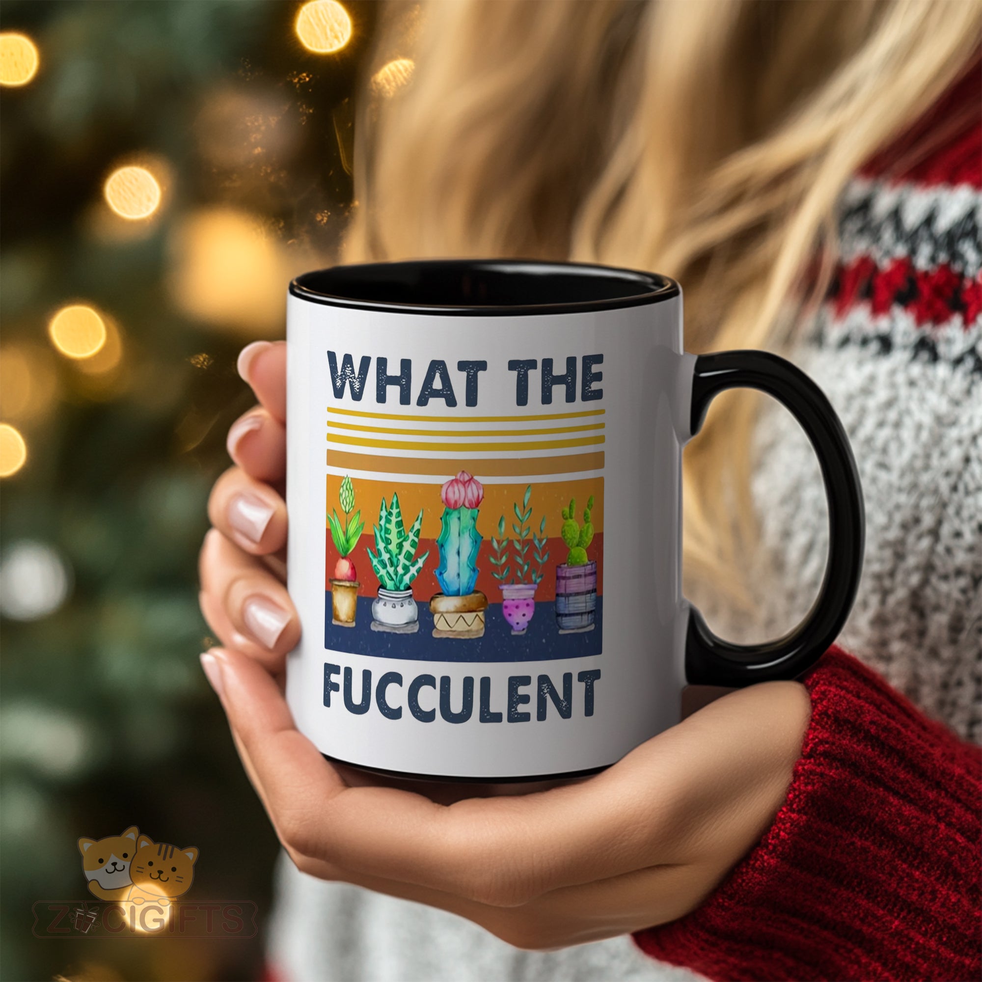 What The Fucculent Mug - Funny Plant Lover Gift - Sassy Succulent Coffee Cup for Gardeners, Plant Parents & Botany Enthusiasts - Perfect Gift for Plant Nerds with a Sense of Humor