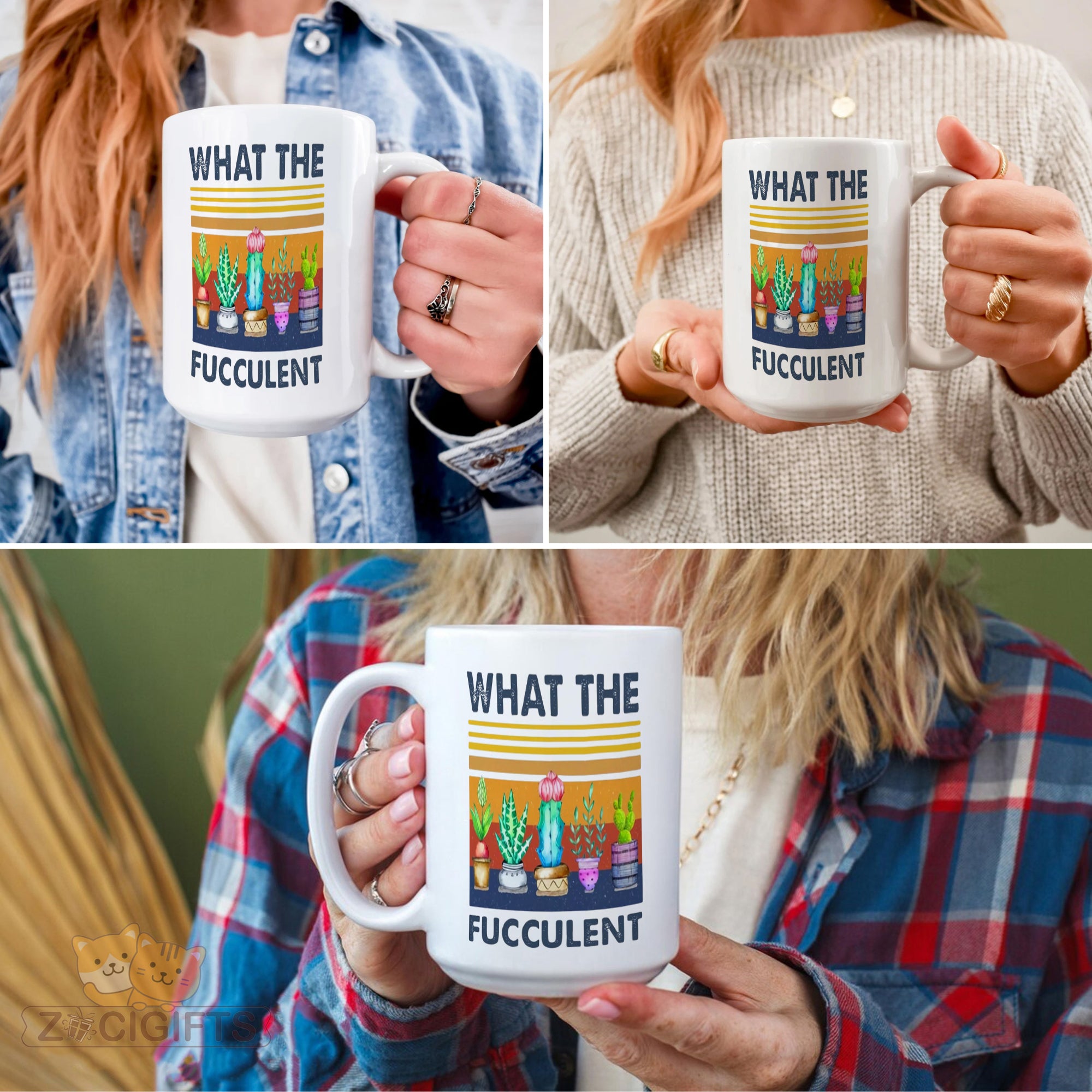 What The Fucculent Mug - Funny Plant Lover Gift - Sassy Succulent Coffee Cup for Gardeners, Plant Parents & Botany Enthusiasts - Perfect Gift for Plant Nerds with a Sense of Humor