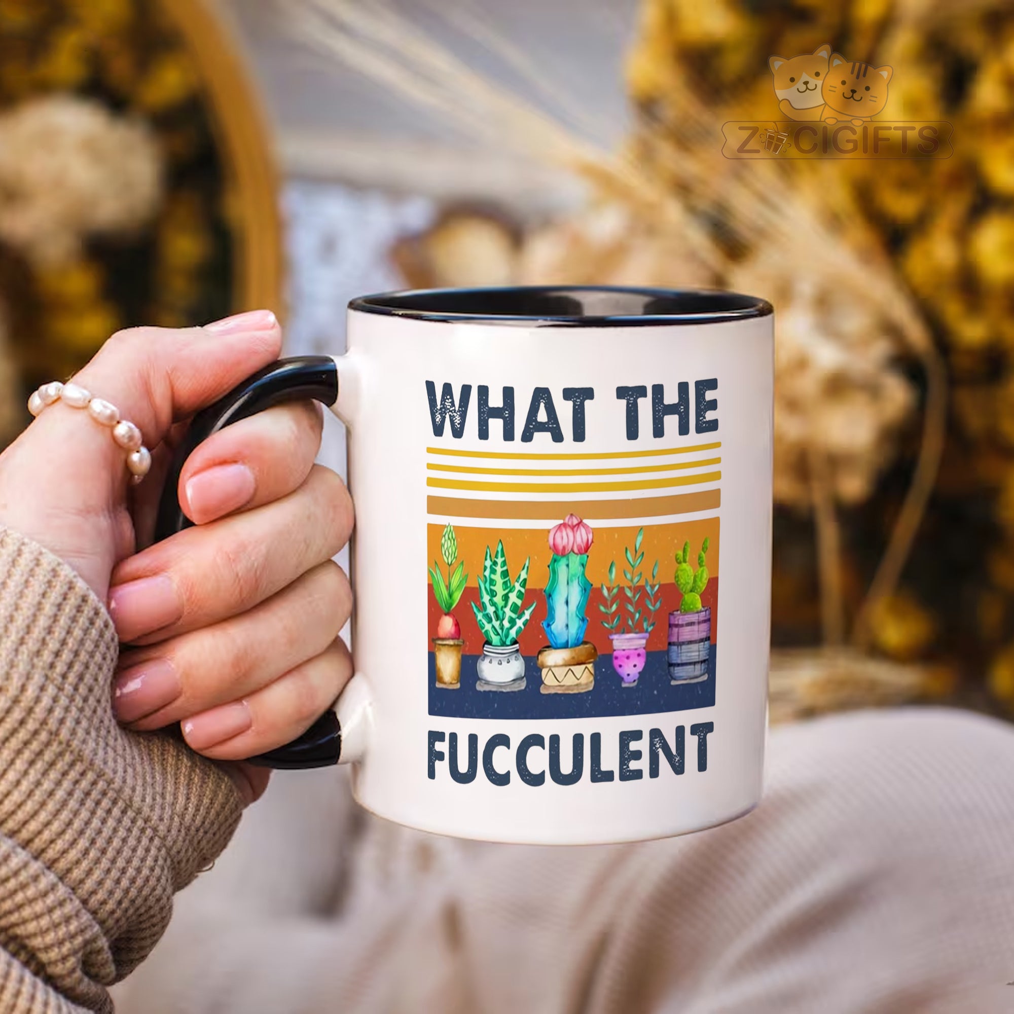 What The Fucculent Mug - Funny Plant Lover Gift - Sassy Succulent Coffee Cup for Gardeners, Plant Parents & Botany Enthusiasts - Perfect Gift for Plant Nerds with a Sense of Humor