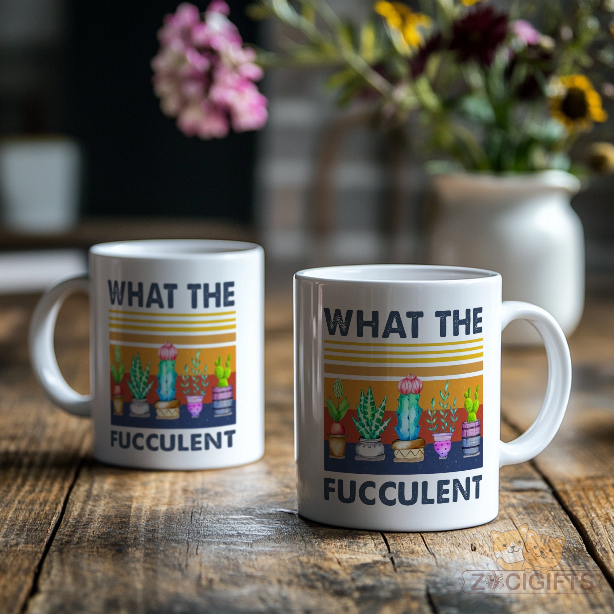What The Fucculent Mug - Funny Plant Lover Gift - Sassy Succulent Coffee Cup for Gardeners, Plant Parents & Botany Enthusiasts - Perfect Gift for Plant Nerds with a Sense of Humor