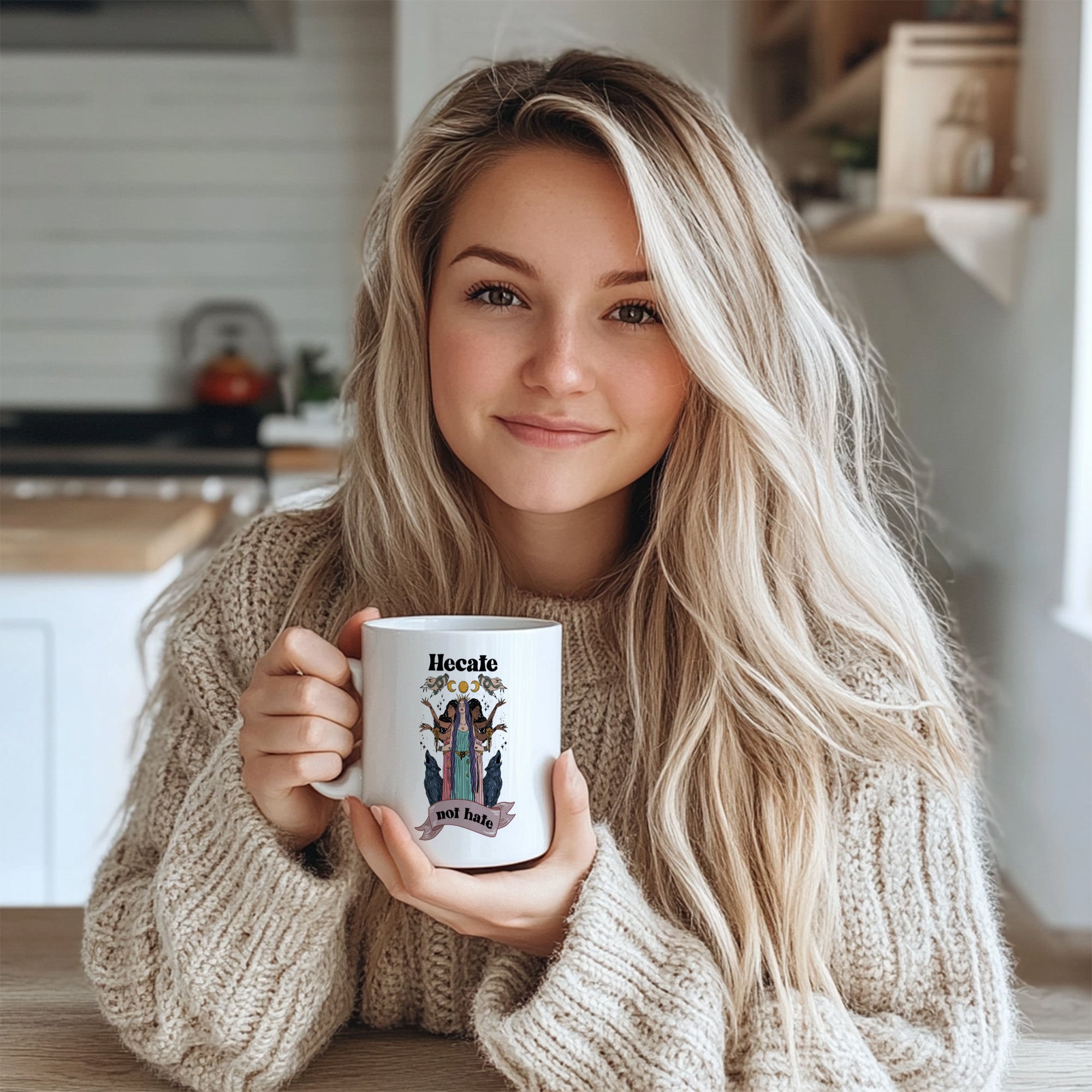Hecate Triple Goddess Mug - Witchcraft Coffee Cup for Pagans & Wiccans - Greek Mythology Moon Goddess Design - Perfect Gift for Spellcasters, Priestesses & Dark Moon Practitioners