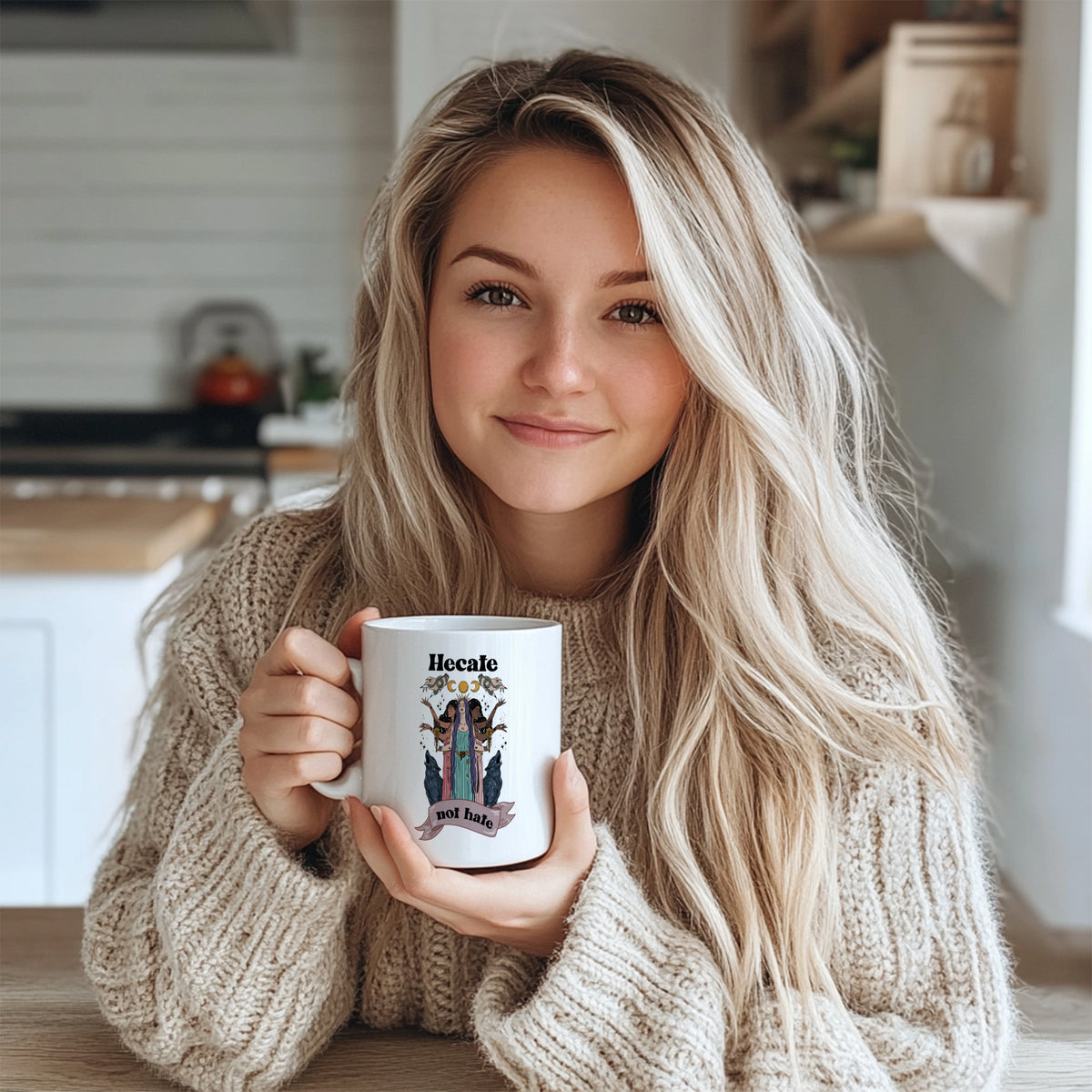 Hecate Triple Goddess Mug - Witchcraft Coffee Cup for Pagans & Wiccans - Greek Mythology Moon Goddess Design - Perfect Gift for Spellcasters, Priestesses & Dark Moon Practitioners