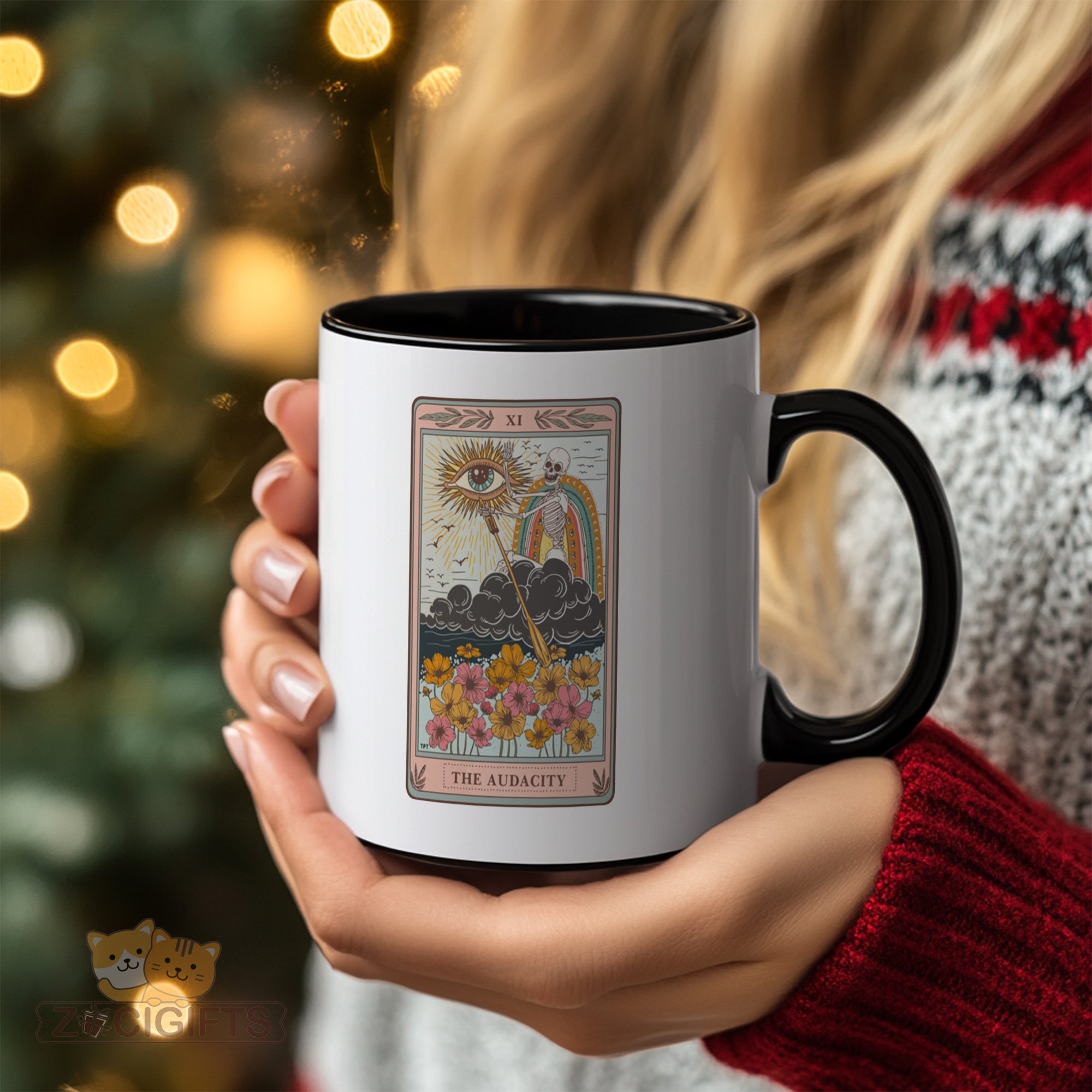Audacity Tarot Card Mug - Skeleton Rider-Waite Inspired Coffee Cup - Dark Occult Gift for Witches & Tarot Readers - Unique Gothic Witchy Mug for Halloween & Spooky Season