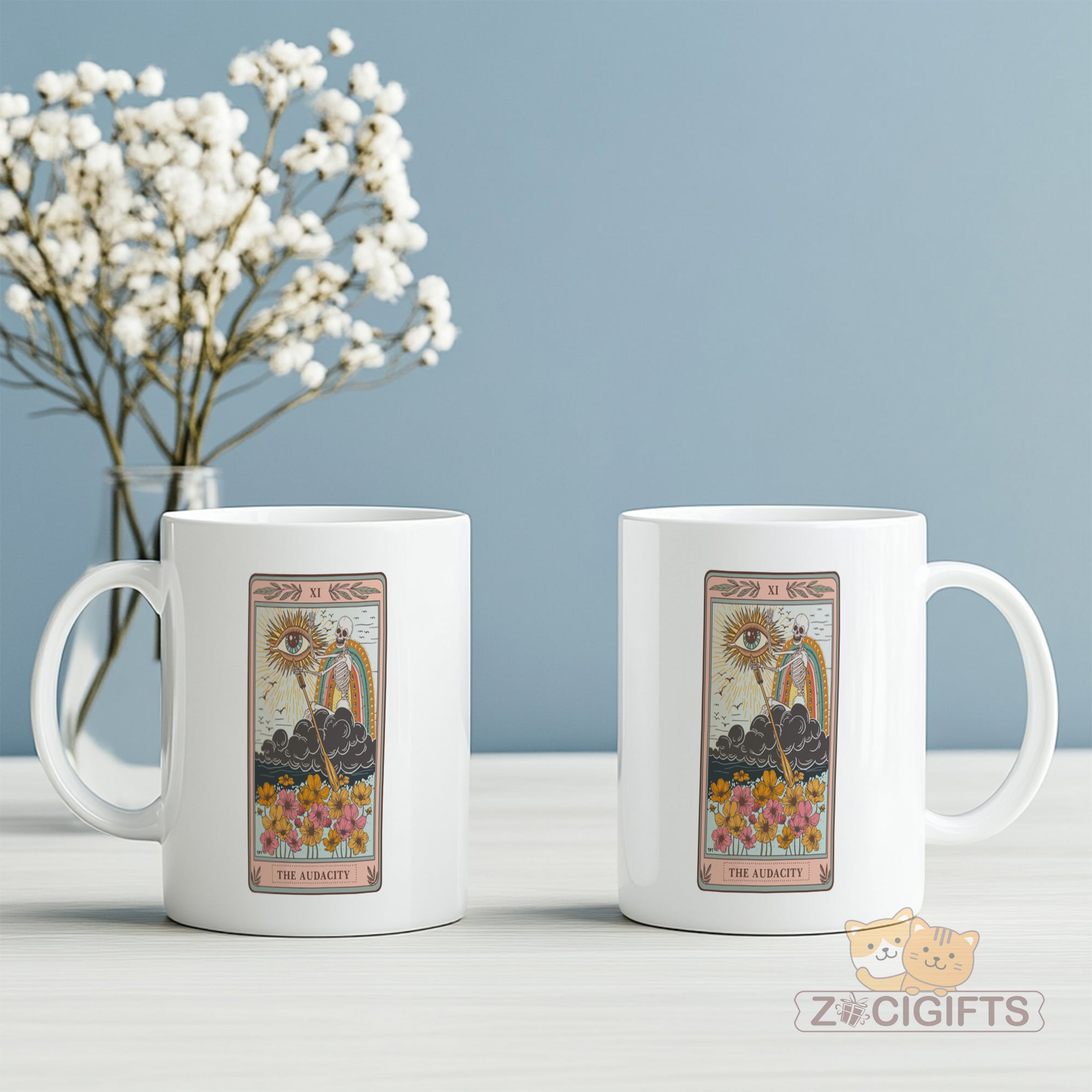 Audacity Tarot Card Mug - Skeleton Rider-Waite Inspired Coffee Cup - Dark Occult Gift for Witches & Tarot Readers - Unique Gothic Witchy Mug for Halloween & Spooky Season
