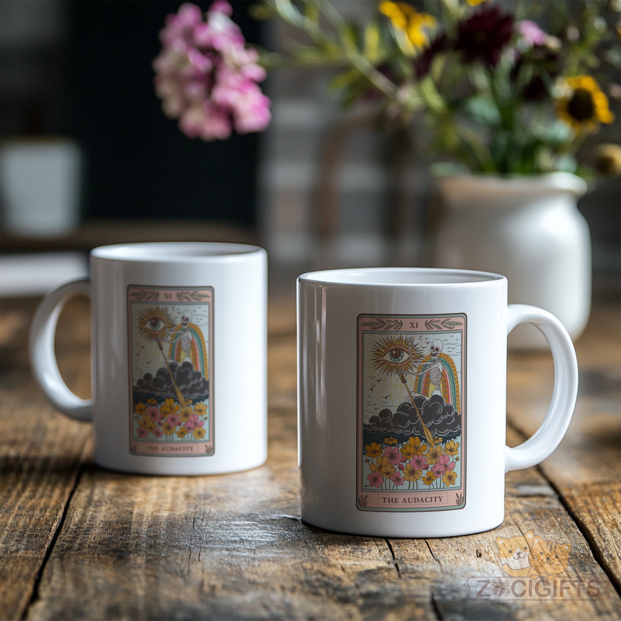 Audacity Tarot Card Mug - Skeleton Rider-Waite Inspired Coffee Cup - Dark Occult Gift for Witches & Tarot Readers - Unique Gothic Witchy Mug for Halloween & Spooky Season