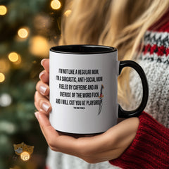 "Funny Sarcastic Mom Mug - 'I'm Not Like A Regular Mom' Humorous Coffee Cup for Moms, Caffeine Fueled & Anti-Social Mom Gift Idea for Mother's Day, Birthday, Christmas, Playgroup Mom Present"